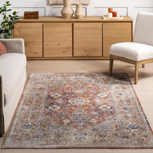 nuLOOM Brittany Oriental Style Medallion Area Rug - 8x10 Area Rug Oriental & Oriental Style Rust/Blue Rugs for Living Room Bedroom Dining Room Kitchen in Kuwait
