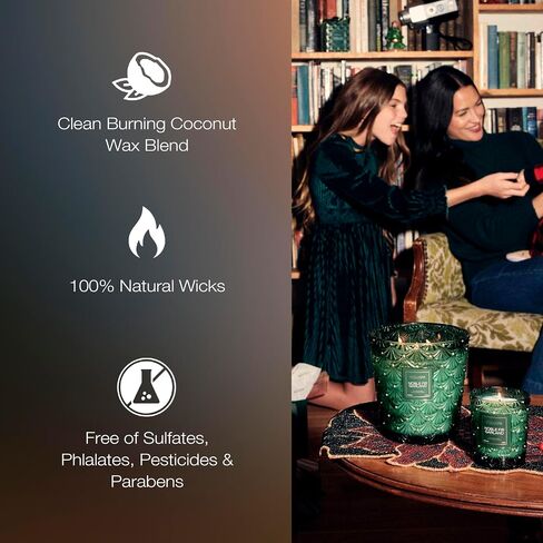 Voluspa Noble Fir Garland, 3 Wick Hearth Candle, 38 oz, 80 Hour Burn Time, Coconut Wax Blend, Christmas Scented Candles for Home, Poured in The USA in Saudi Arabia