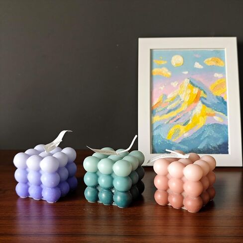 Handmade Bubble Candle - 2.3" × 2.3" Aesthetic Gradual Color Decor for Cute Room or Preppy Aesthetic, Teen Girls' Room Decor, TikTok Aesthetic Candles for Gifts in Saudi Arabia