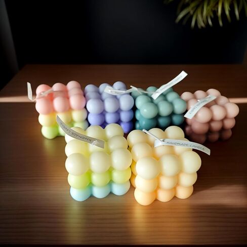 Handmade Bubble Candle - 2.3" × 2.3" Aesthetic Gradual Color Decor for Cute Room or Preppy Aesthetic, Teen Girls' Room Decor, TikTok Aesthetic Candles for Gifts in Saudi Arabia