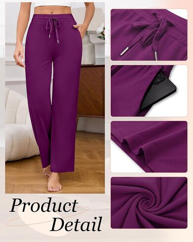 Riyiper 3 Pack Women's Straight Leg Sweatpants High Waisted Lounge Pants Knitted Open Bottom Drawstring Pants with Pocket in Saudi Arabia