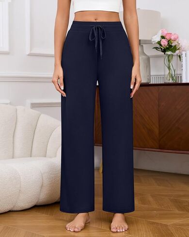 Riyiper 3 Pack Women's Straight Leg Sweatpants High Waisted Lounge Pants Knitted Open Bottom Drawstring Pants with Pocket in Saudi Arabia