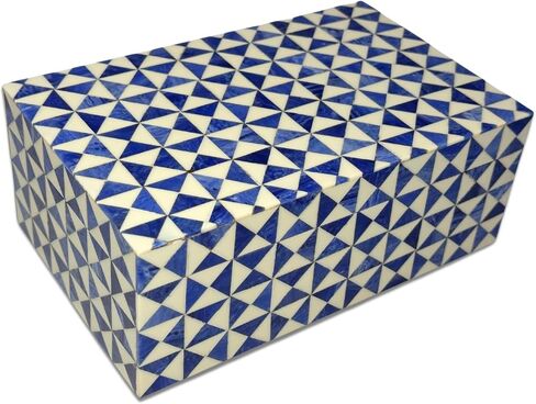 Perilla Home ﻿Home Decor Decorative Storage Wooden Boxes Wooden Box Jestor Gifts For All Blue and off white in Kuwait