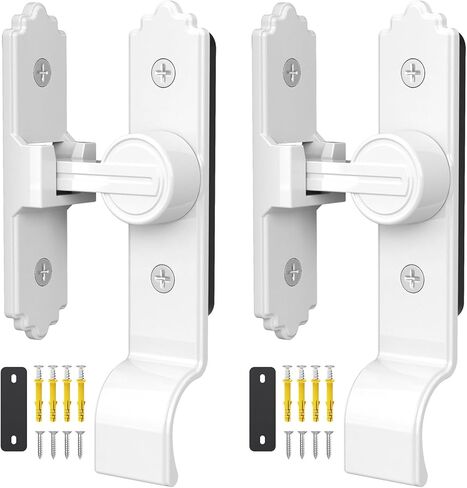 قفل مزلاج باب الحظيرة 90 درجة، مزلاج باب الشاشة المنزلقة، قفل باب المرآب، مزلاج الباب القابل للطي، أجهزة الباب المنزلقة المناسبة للحمام، الفناء، الطي المزدوج، الحديقة، باب الحيوانات الأليفة (أبيض - قطعة واحدة) in Kuwait