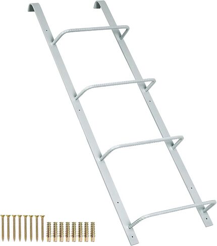 4-Rung Fire Escape Ladder, 45.28"x 17.91"(LxW) Basement Egress Ladder, Heavy Duty Metal Ladder Egress Basement Window Well Ladder for Fire Emergency Home Safety, (4-Rung, Gray) in Saudi Arabia