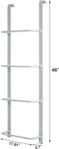 4-Rung Fire Escape Ladder, 45.28"x 17.91"(LxW) Basement Egress Ladder, Heavy Duty Metal Ladder Egress Basement Window Well Ladder for Fire Emergency Home Safety, (4-Rung, Gray) in Saudi Arabia