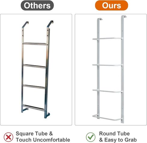 4-Rung Fire Escape Ladder, 45.28"x 17.91"(LxW) Basement Egress Ladder, Heavy Duty Metal Ladder Egress Basement Window Well Ladder for Fire Emergency Home Safety, (4-Rung, Gray) in Saudi Arabia