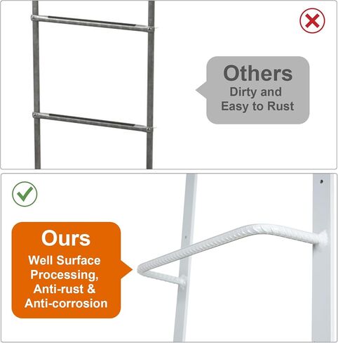 4-Rung Fire Escape Ladder, 45.28"x 17.91"(LxW) Basement Egress Ladder, Heavy Duty Metal Ladder Egress Basement Window Well Ladder for Fire Emergency Home Safety, (4-Rung, Gray) in Saudi Arabia