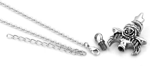 in Loving Memory Cross Angel Wings Urn Necklace for Ashes Memorial Keepsake Cremation Pendant in Saudi Arabia