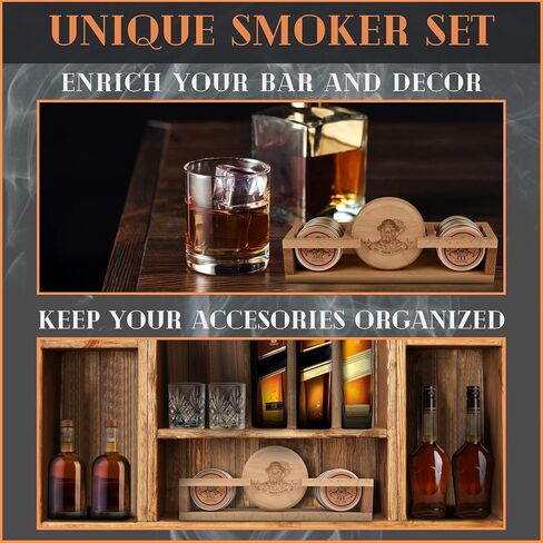Whiskey Smoker Kit & Display Stand | Cocktail Smoker Kit with Torch & 4 Wood Chips | Old Fashioned Smoker Kit | Bourbon Smoker Kit | Drink Smoker Kit | Whiskey & Bourbon Gifts for Men (NO Butane) in Saudi Arabia