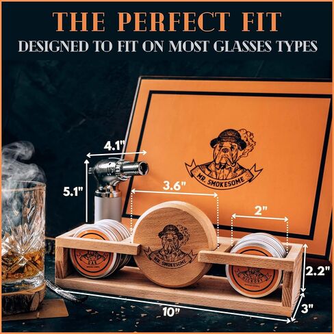 Whiskey Smoker Kit & Display Stand | Cocktail Smoker Kit with Torch & 4 Wood Chips | Old Fashioned Smoker Kit | Bourbon Smoker Kit | Drink Smoker Kit | Whiskey & Bourbon Gifts for Men (NO Butane) in Saudi Arabia