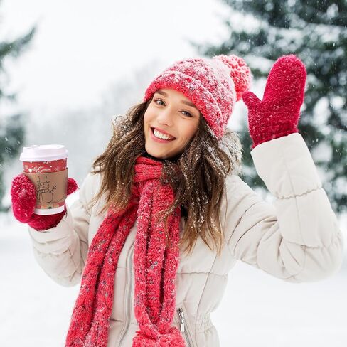 60 Set Winter Coffee Cups 12 Oz Double-Layer Christmas Gingerbread Man Paper Cups with Lids and Cup Sleeves Disposable Coffee Cups, 6 Designs for Xmas Hot Cold Beverage Party Supplies in Kuwait
