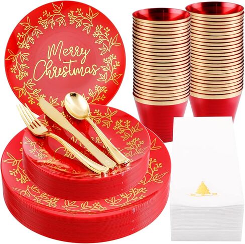 Morejoy 175PCS Thanksgiving Plastic Plates, Pink Gold Plastic Plates Disposable Include: 25 Dinner Plates, 25Dessert Plates,25 Cups,25 Forks,25 Knives,25 Spoons,25 Napkins,Perfect for Thanksgiving. in Kuwait