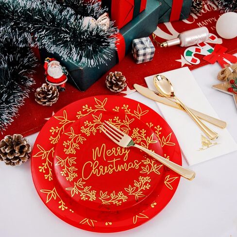 Morejoy 175PCS Thanksgiving Plastic Plates, Pink Gold Plastic Plates Disposable Include: 25 Dinner Plates, 25Dessert Plates,25 Cups,25 Forks,25 Knives,25 Spoons,25 Napkins,Perfect for Thanksgiving. in Kuwait