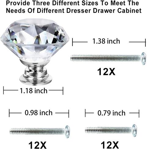 GoodtoU 12p Crystal Knobs Glass Drawer Knobs Dresser Knobs 30mm Diamond Knobs Pull and Knobs Crystal Knobs for Dresser and Drawers, Kitchen, Bathroom Cabinet in Saudi Arabia