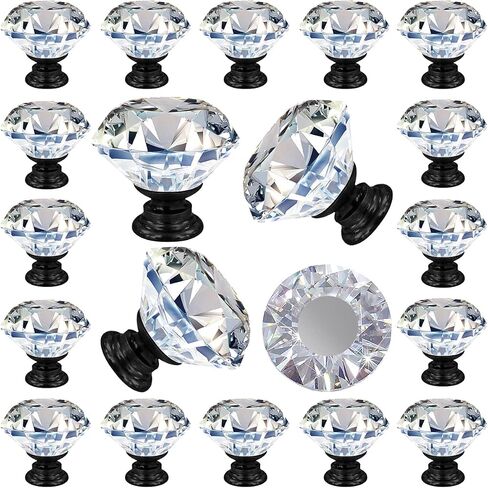 GoodtoU 12p Crystal Knobs Glass Drawer Knobs Dresser Knobs 30mm Diamond Knobs Pull and Knobs Crystal Knobs for Dresser and Drawers, Kitchen, Bathroom Cabinet in Saudi Arabia