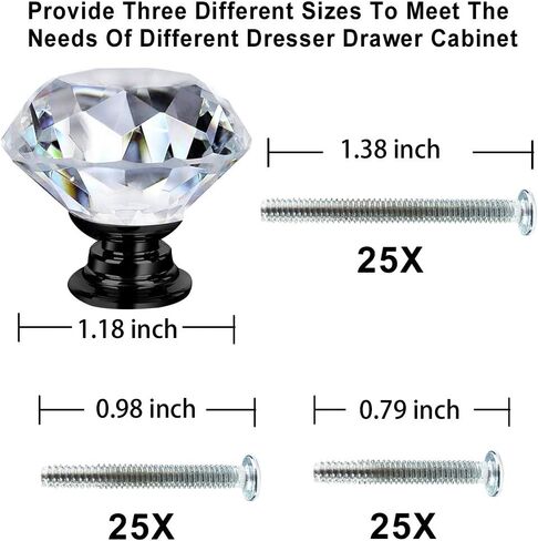 GoodtoU 12p Crystal Knobs Glass Drawer Knobs Dresser Knobs 30mm Diamond Knobs Pull and Knobs Crystal Knobs for Dresser and Drawers, Kitchen, Bathroom Cabinet in Saudi Arabia