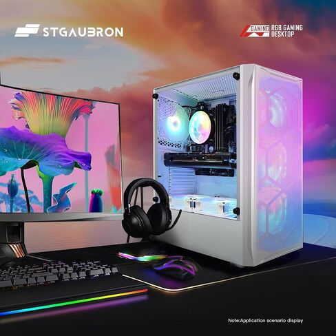 STGAubron Gaming Desktop PC, Intel Core i7-6700 up to 4.0G, 16G DDR4, 1T SSD, Radeon RX 5700 XT 8G GDDR6, 600M WiFi, BT 5.0, RGB Fan x 6, RGB Keyboard & Mouse & Mouse Pad, RGB BT Sound Bar, W10H64 in Saudi Arabia