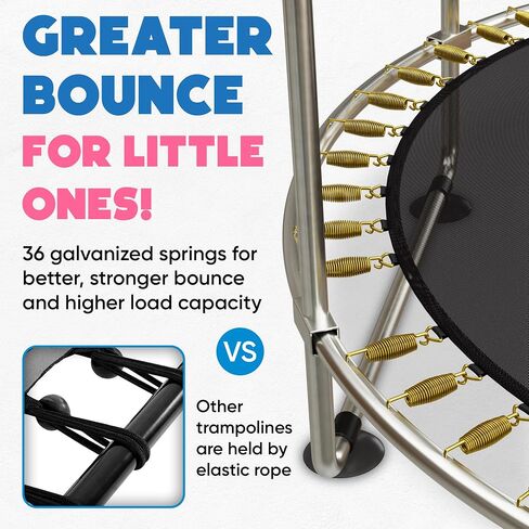 KickStart Toddler Trampoline for Kids Ages 3-8 - 5 ft Toddler Trampoline with Net, Basketball Hoop, Ocean Balls, Boxing Bag, Hammock - Indoor Trampoline for Kids, Toddler Trampoline Outdoor, Backyard in Saudi Arabia