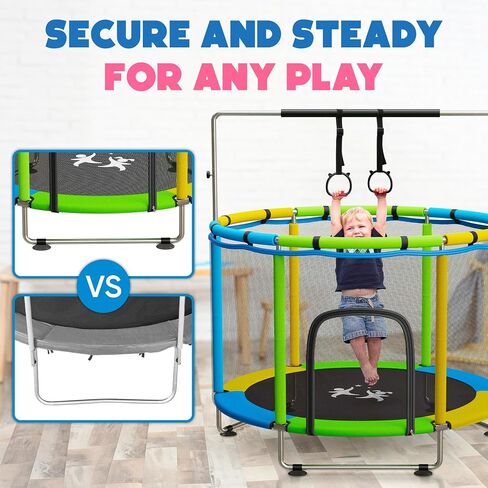 KickStart Toddler Trampoline for Kids Ages 3-8 - 5 ft Toddler Trampoline with Net, Basketball Hoop, Ocean Balls, Boxing Bag, Hammock - Indoor Trampoline for Kids, Toddler Trampoline Outdoor, Backyard in Saudi Arabia