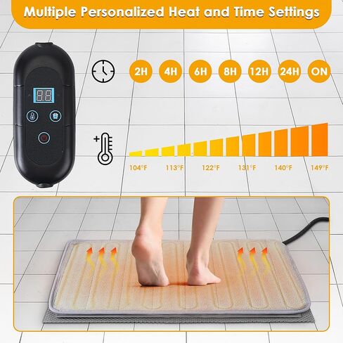 Enhon 3 in 1 Bathroom Heating Pad Set, Adjustable Temperature(32-149℉) and Time(0-24h) Bath Mats, Heated Bath Rug with Memory Function, Keep Rug Dry in Winter, Waterproof Bathroom Mat, 22''x15.7'' in Kuwait