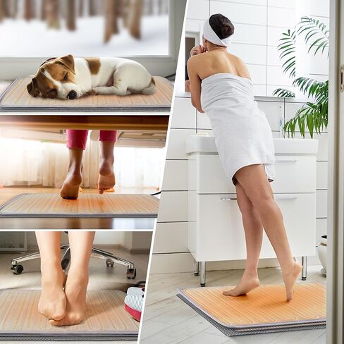 Enhon 3 in 1 Bathroom Heating Pad Set, Adjustable Temperature(32-149℉) and Time(0-24h) Bath Mats, Heated Bath Rug with Memory Function, Keep Rug Dry in Winter, Waterproof Bathroom Mat, 22''x15.7'' in Kuwait