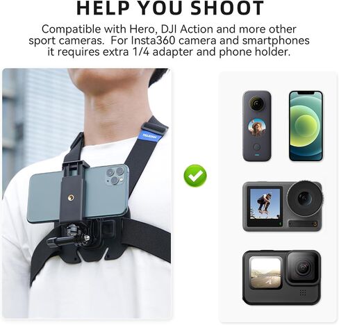 Chest Mount Harness chest strap with for GoPro chest Mount Hero 12,11,10,9,8,7,6,5,4, Hero Session, DJI Osmo Action Cameras in Saudi Arabia