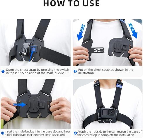 Chest Mount Harness chest strap with for GoPro chest Mount Hero 12,11,10,9,8,7,6,5,4, Hero Session, DJI Osmo Action Cameras in Saudi Arabia