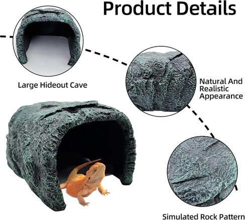 BNOSDM Reptile Hideout,Tortoise Hide Cave,Resin Rock,Bearded Dragon Hideaway,Turtle Basking Platform,Reptiles Habitat Decor Tank Accessories for Lizards Gecko Snakes Chameleon Frogs in Saudi Arabia