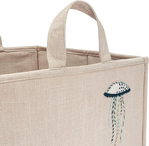 Crane Baby Fabric Storage Bin for Nursery and Toddlers, Toy Storage for Boys and Girls, Cream and Beige, 13" w x 12" h in Saudi Arabia