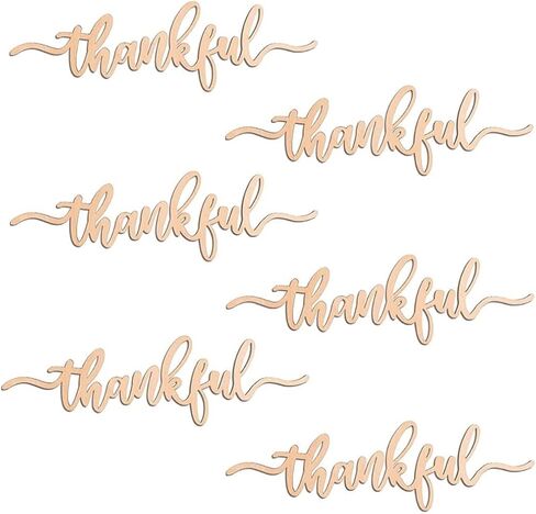 Thanksgiving Place Cards Blessed, Thankful, Grateful Wood Signs Fall Dining Table Plate Ornament Farmhouse Home Table Setting Decor 6 Pack (Thankful) in Saudi Arabia