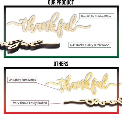 Thanksgiving Place Cards Blessed, Thankful, Grateful Wood Signs Fall Dining Table Plate Ornament Farmhouse Home Table Setting Decor 6 Pack (Thankful) in Saudi Arabia