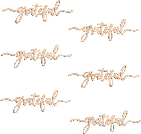 Thanksgiving Place Cards Blessed, Thankful, Grateful Wood Signs Fall Dining Table Plate Ornament Farmhouse Home Table Setting Decor 6 Pack (Thankful) in Saudi Arabia