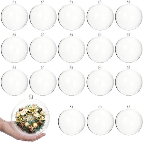 20Pcs Christmas Ball Ornaments 2.36"/60mm Fillable Clear Plastic Ornaments Balls DIY Christmas Tree Decoration Baubles Decorative Hanging Ornaments for Xmas Tree Holiday Wreath Garland Decor (2.36") in Saudi Arabia