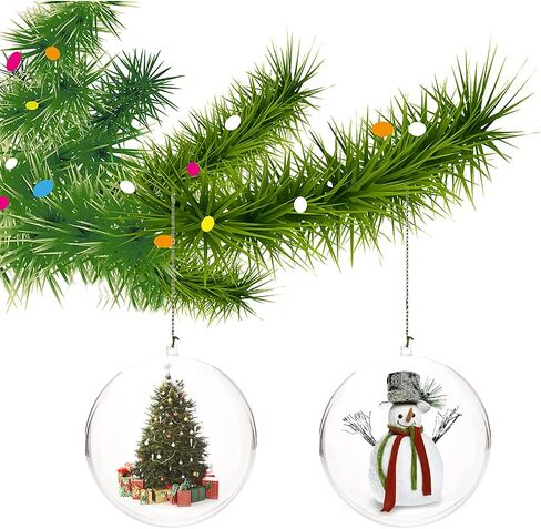 20Pcs Christmas Ball Ornaments 2.36"/60mm Fillable Clear Plastic Ornaments Balls DIY Christmas Tree Decoration Baubles Decorative Hanging Ornaments for Xmas Tree Holiday Wreath Garland Decor (2.36") in Saudi Arabia