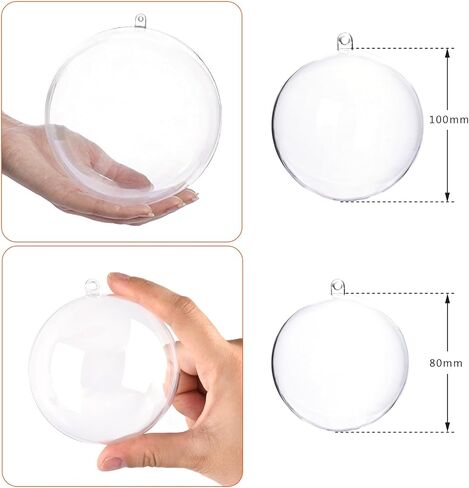 20Pcs Christmas Ball Ornaments 2.36"/60mm Fillable Clear Plastic Ornaments Balls DIY Christmas Tree Decoration Baubles Decorative Hanging Ornaments for Xmas Tree Holiday Wreath Garland Decor (2.36") in Saudi Arabia