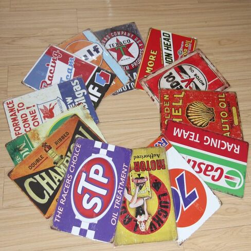 15 Pieces Old Gas Oil Retro Signs,Decorative Vintage Tin metal signs for Wall Art, Bar, Cafe, or Garage,Man Cave, 8x12 Inch in Saudi Arabia