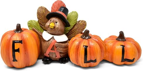 Gift Boutique Thanksgiving Fall Turkey Pumpkin Table Figurine Centerpiece Harvest Autumn Resin Tabletop for Mantle Office Home Party Decorations in Saudi Arabia
