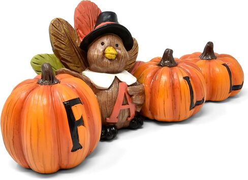 Gift Boutique Thanksgiving Fall Turkey Pumpkin Table Figurine Centerpiece Harvest Autumn Resin Tabletop for Mantle Office Home Party Decorations in Saudi Arabia