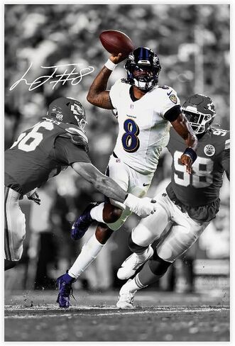 QUNAN Sports Poster Sports Poster Lamar Jackson Canvas Poster Unframe:12x18inch(30x45cm) in Saudi Arabia