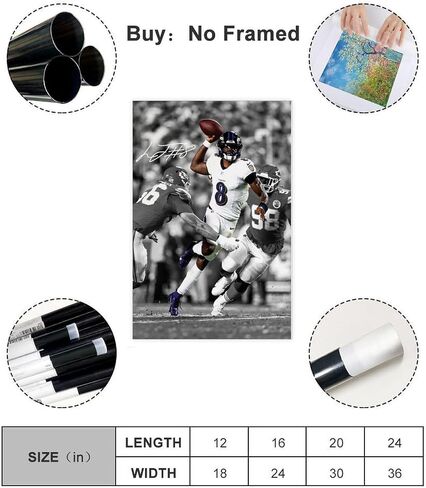 QUNAN Sports Poster Sports Poster Lamar Jackson Canvas Poster Unframe:12x18inch(30x45cm) in Saudi Arabia