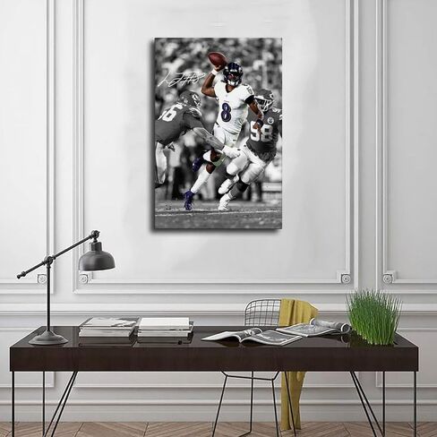 QUNAN Sports Poster Sports Poster Lamar Jackson Canvas Poster Unframe:12x18inch(30x45cm) in Saudi Arabia
