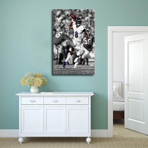 QUNAN Sports Poster Sports Poster Lamar Jackson Canvas Poster Unframe:12x18inch(30x45cm) in Saudi Arabia