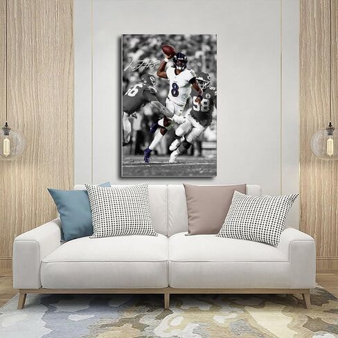 QUNAN Sports Poster Sports Poster Lamar Jackson Canvas Poster Unframe:12x18inch(30x45cm) in Saudi Arabia