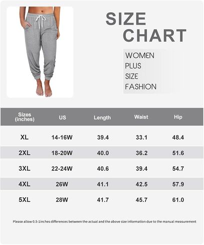 TIYOMI حجم كبير Sweatpants للنساء تشغيل السراويل عالية الخصر الركض صالة السراويل مع جيوب XL-5XL in Kuwait