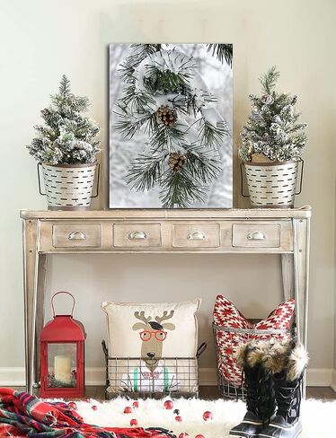 Snowman Wall Art Christmas Picture Winter Scene Snowman Canvas Prints Stretched and Framed for Wall Decor 12x16inch (Without LED Lightded) in Saudi Arabia