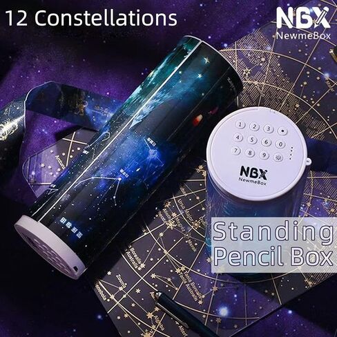 مقلمة قابلة للقفل مع آلة حاسبة، شكل أسطواني قائم، صندوق قلم متعدد الوظائف بقفل بكلمة مرور، منظم مكتب القفل، أنماط لطيفة للفتيات والأولاد والأطفال واللوازم المدرسية (الفراولة) in Kuwait