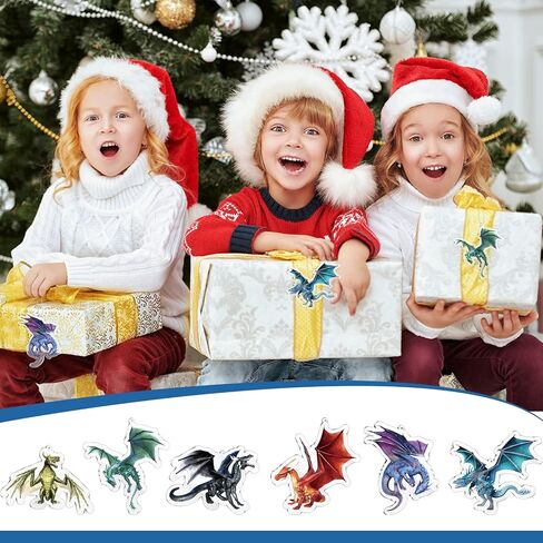 24 Pieces Dragon Christmas Tree Hanging Ornament Dragon Gothic Holiday Christmas Ornament Acrylic Holiday Festive Decoration with Hanging Ropes for Xmas Tree Decor Gift Souvenir, 6 Styles, 1.97 Inches in Kuwait