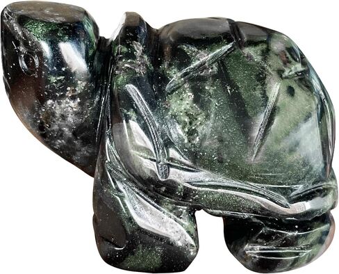Africa Bloodstone Stone Turtle Statue, Hand Carved Tortoise Animal Collectible Sculpture Fengshui Healing Crystal 1.5"(40mm) in Kuwait