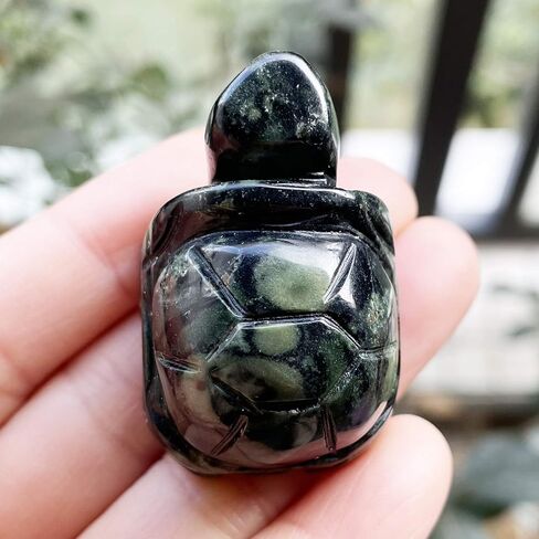 Africa Bloodstone Stone Turtle Statue, Hand Carved Tortoise Animal Collectible Sculpture Fengshui Healing Crystal 1.5"(40mm) in Kuwait